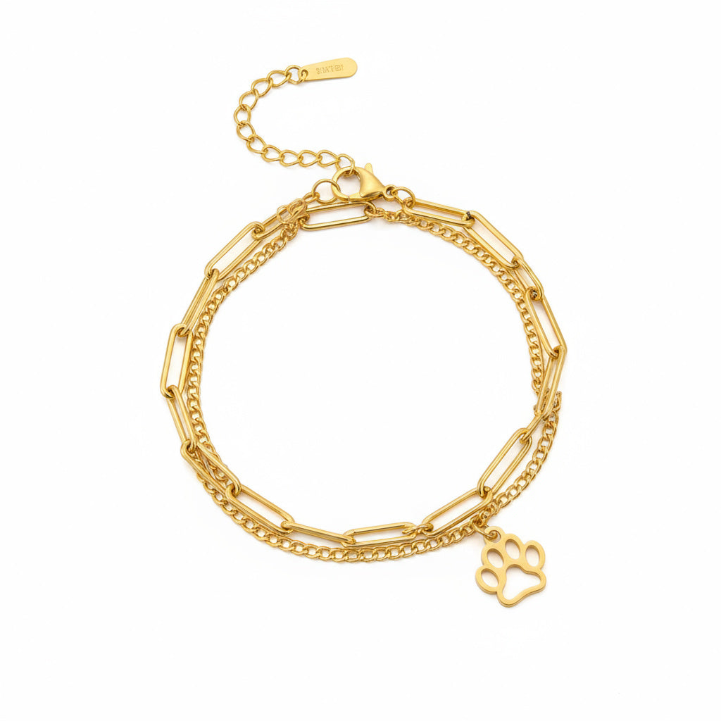 Gold Triple Stack Paw Bracelet