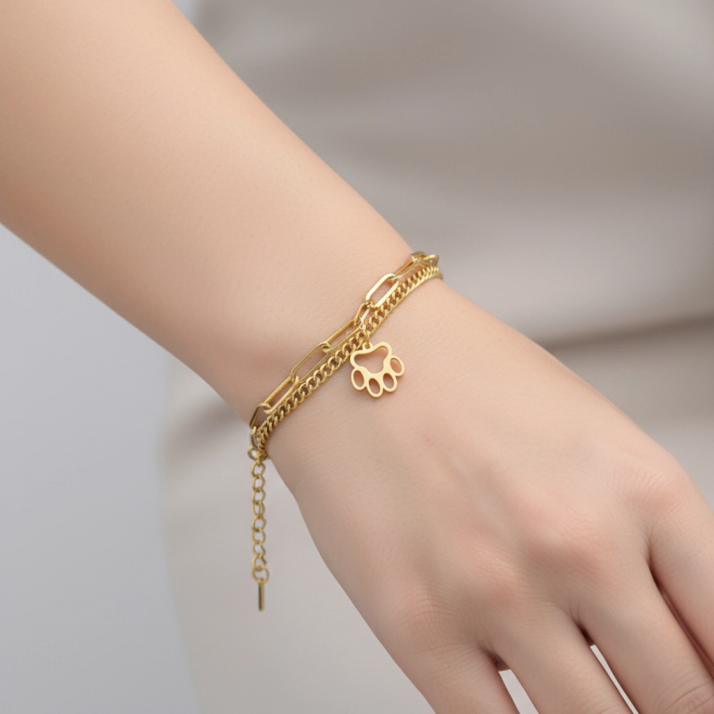 Gold Triple Stack Paw Bracelet