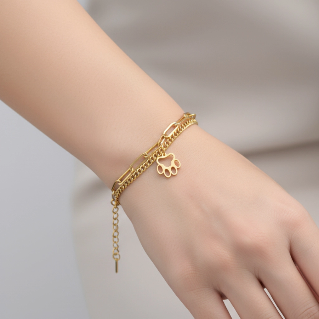 Gold Triple Stack Paw Bracelet